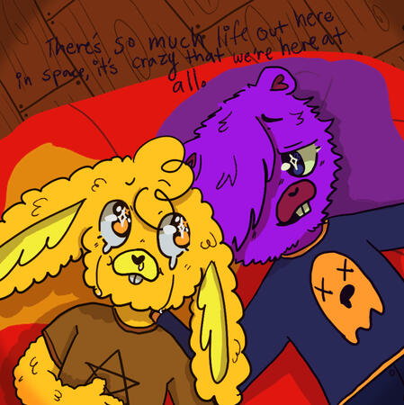 an artwork of maple and Larry based on the song candle by Cavetown